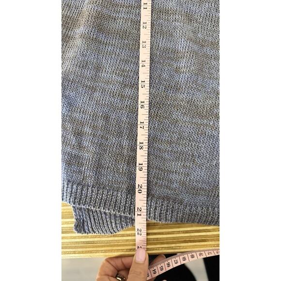 EILEEN FISHER Sweater Small Organic Linen Tunic Long Sleeve Pullover Blue 1792 - Picture 9 of 9
